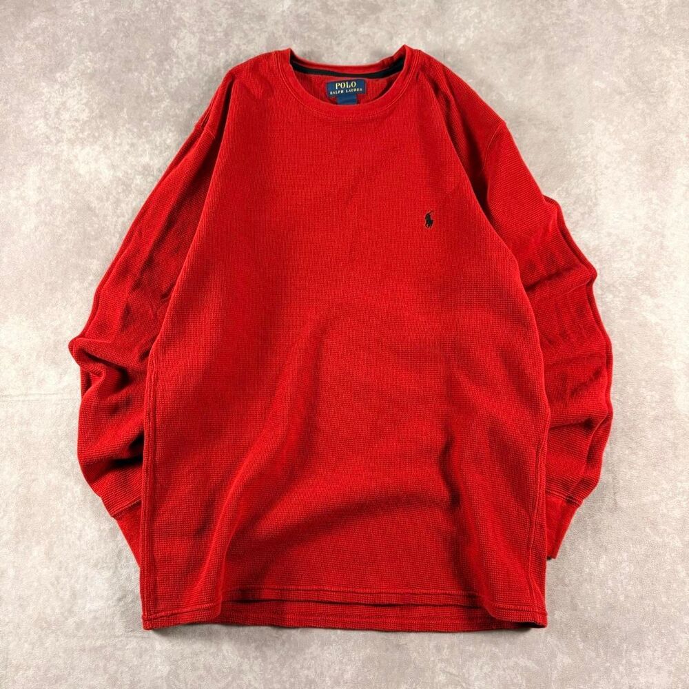 polo ralph lauren waffle knit red thermal